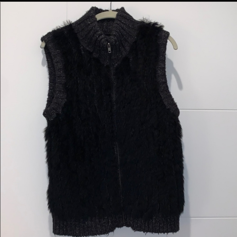 Black Rabbit Fur Vest